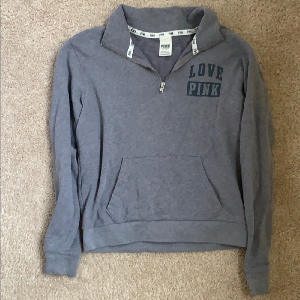 Quarter Zip Gray Victoria’s Secret PINK Hoodie